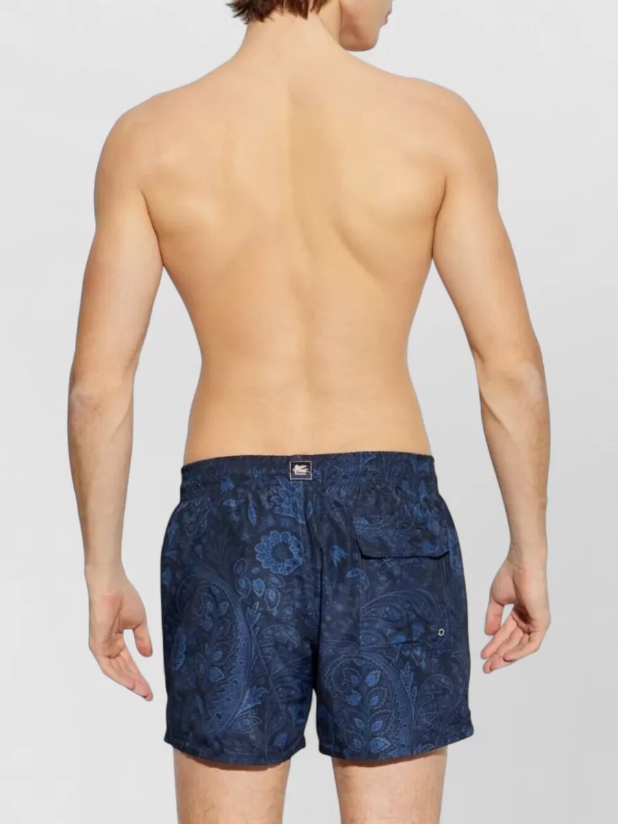 Etro Paisley Floral Print Swim Shorts Pockets