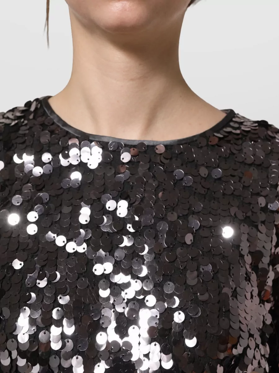 Dolce&Gabbana Sequined Long-Sleeve Cropped Blouse