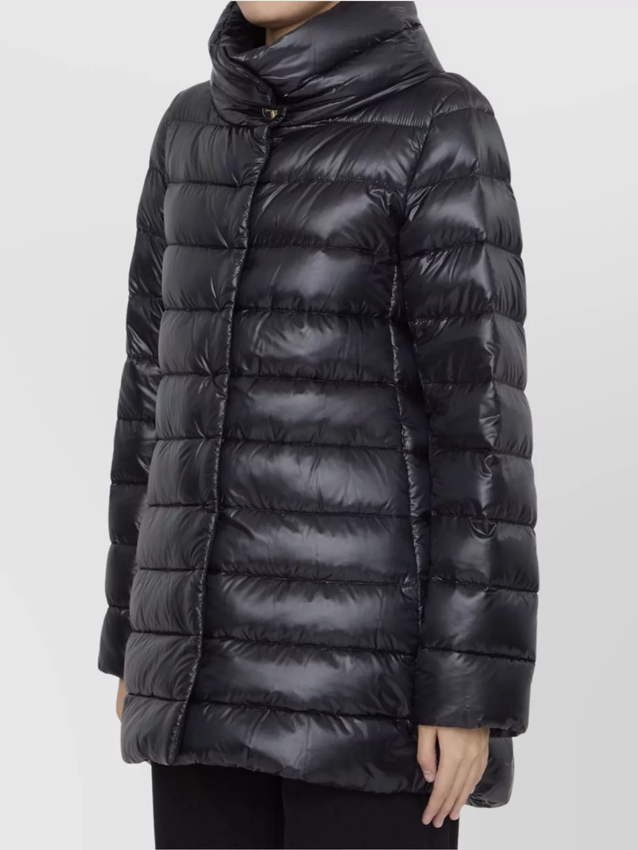 Herno Quilted Down Jacket High Collar In Black