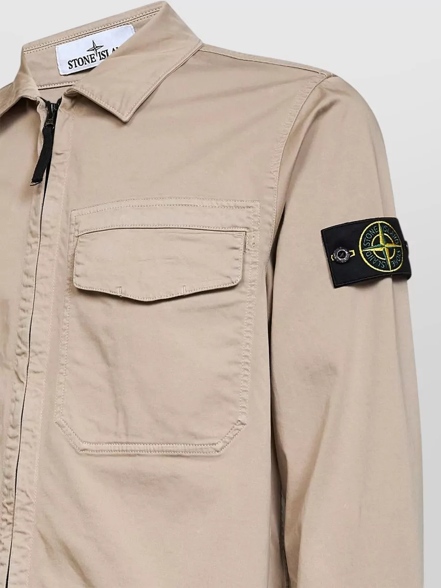 Stone Island 1200015 Overshirt Chest Pocket Rounded Hem