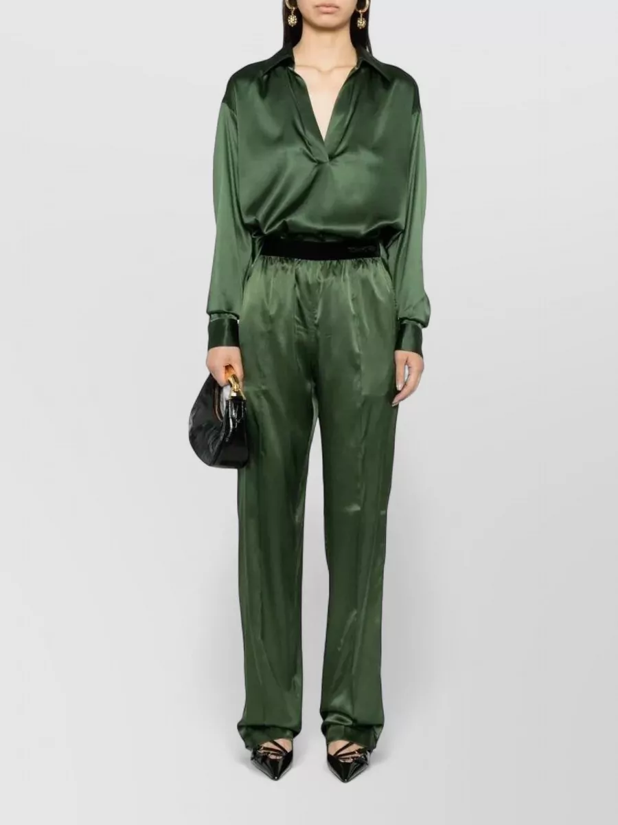 Tom Ford Relaxed Fit Satin Trousers Slanted Pockets