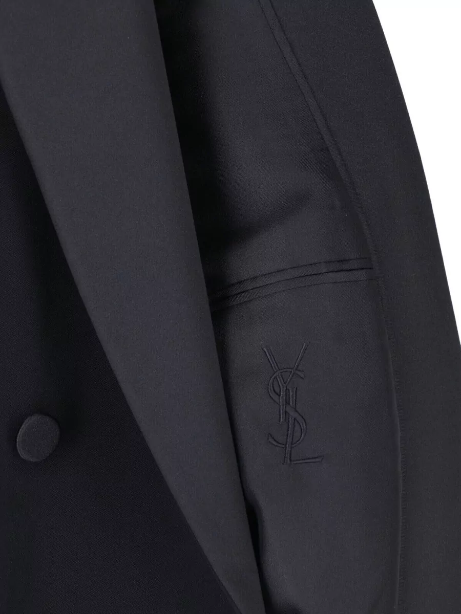 Saint Laurent Wool Double-Breasted Tuxedo Jacket