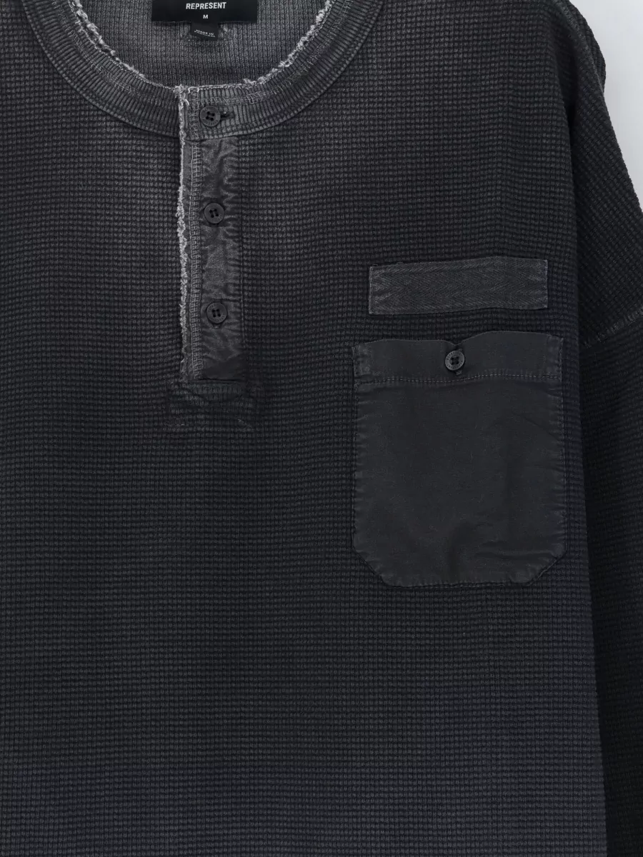 Represent Cotton Oversized Henley Sweatshirt