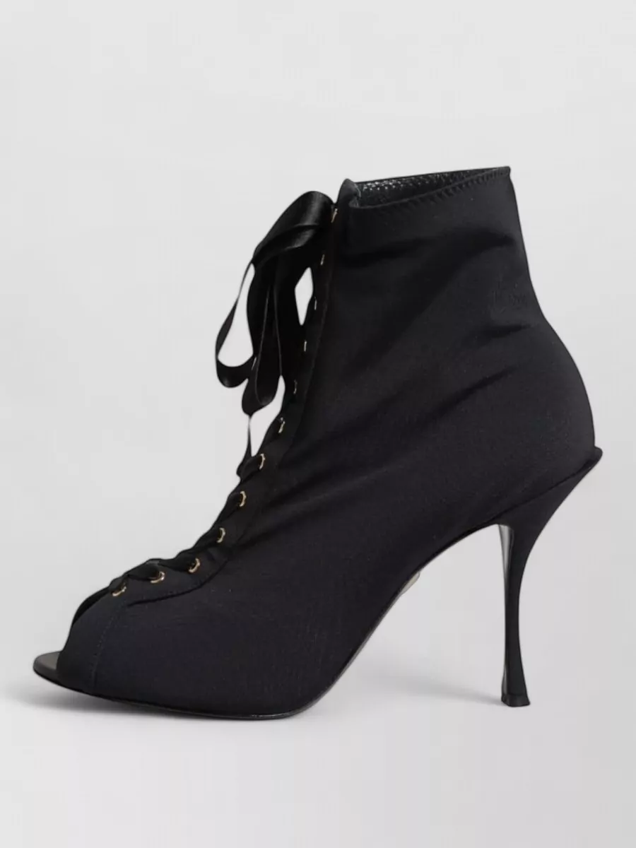 Dolce&Gabbana Lace-Up Peep-Toe Stiletto Ankle Boots