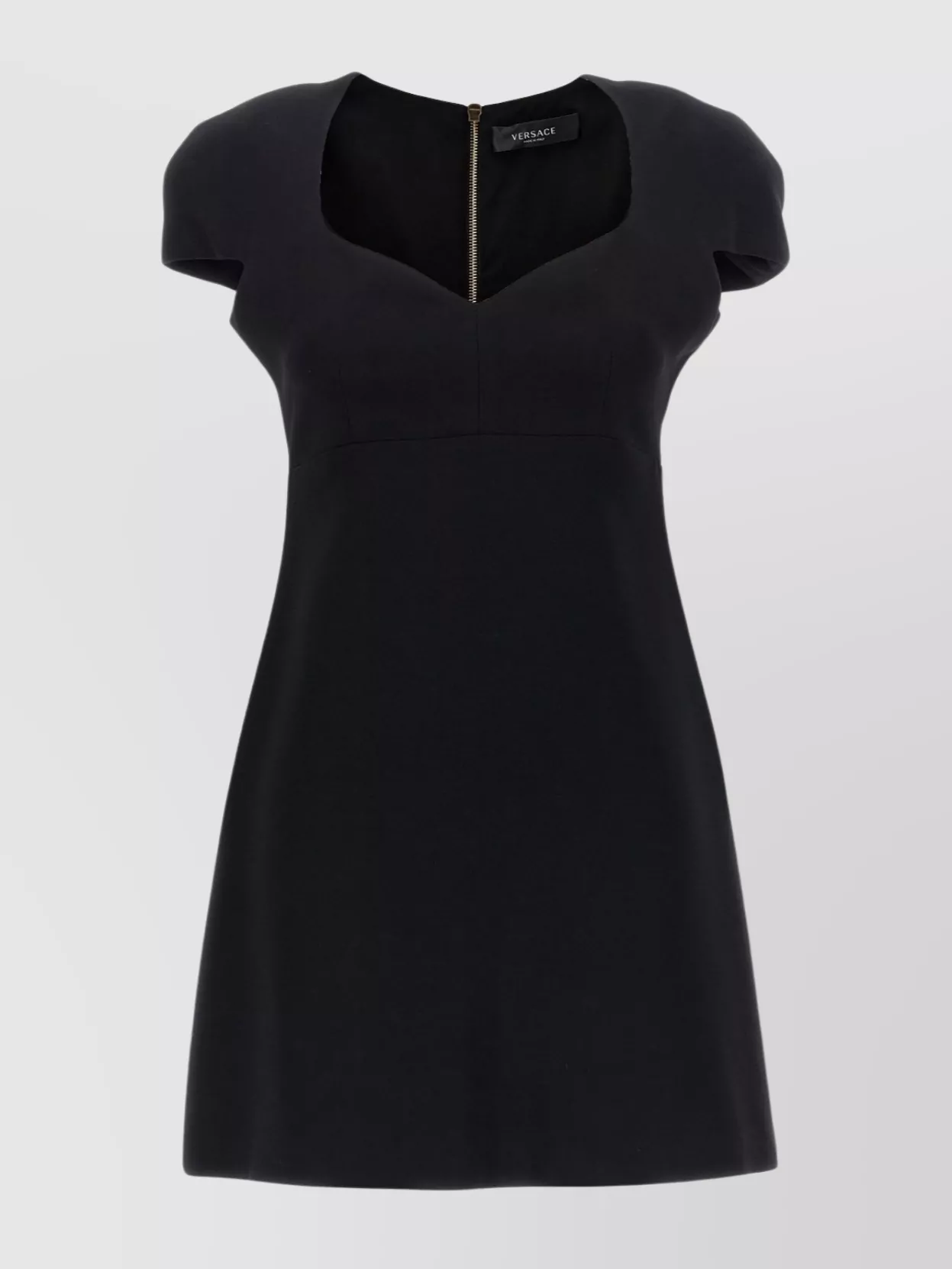 Versace Sweetheart Neckline Cap Sleeve Mini Dress In Black