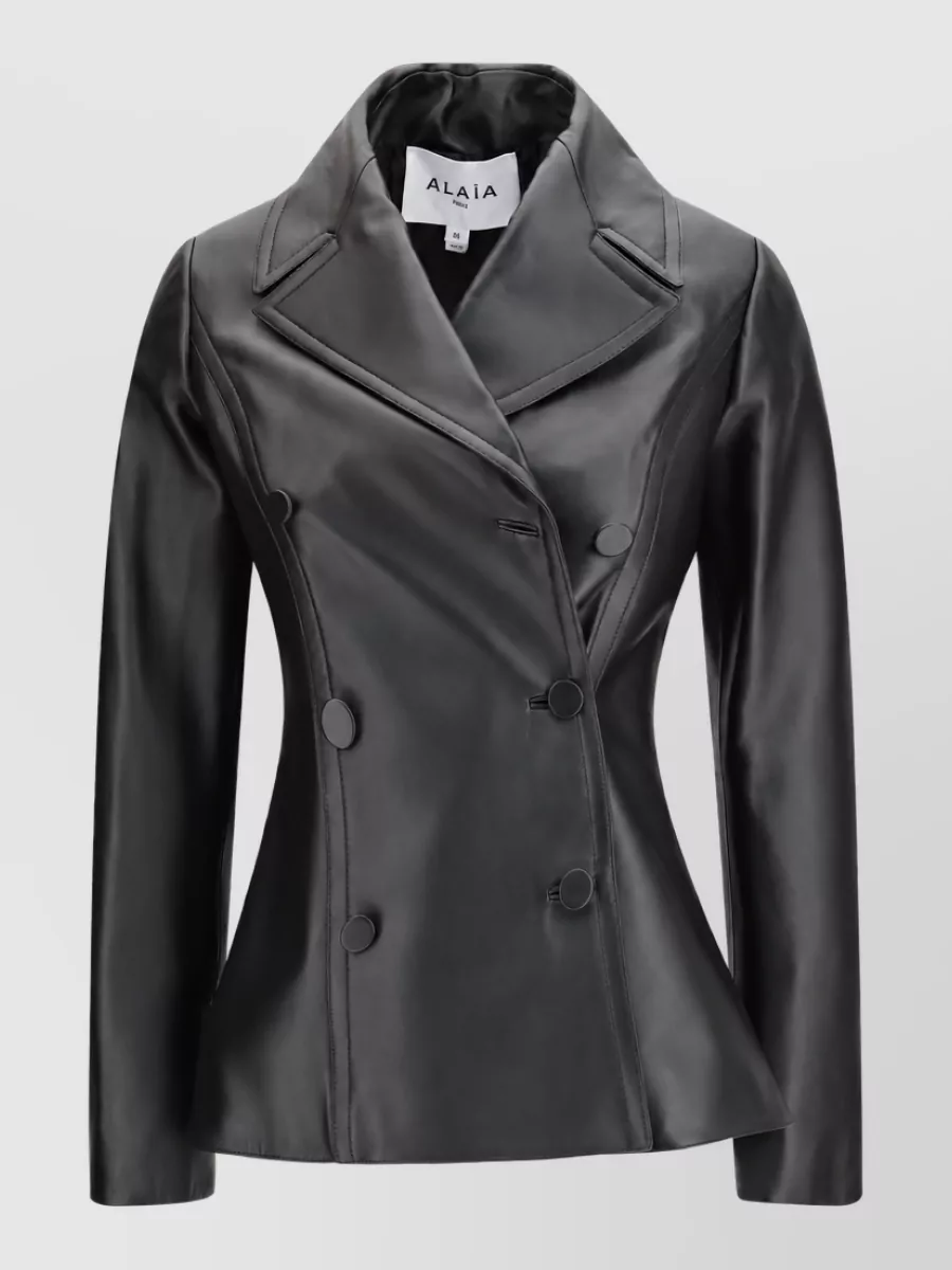 Alaïa fitted leather caban coat
