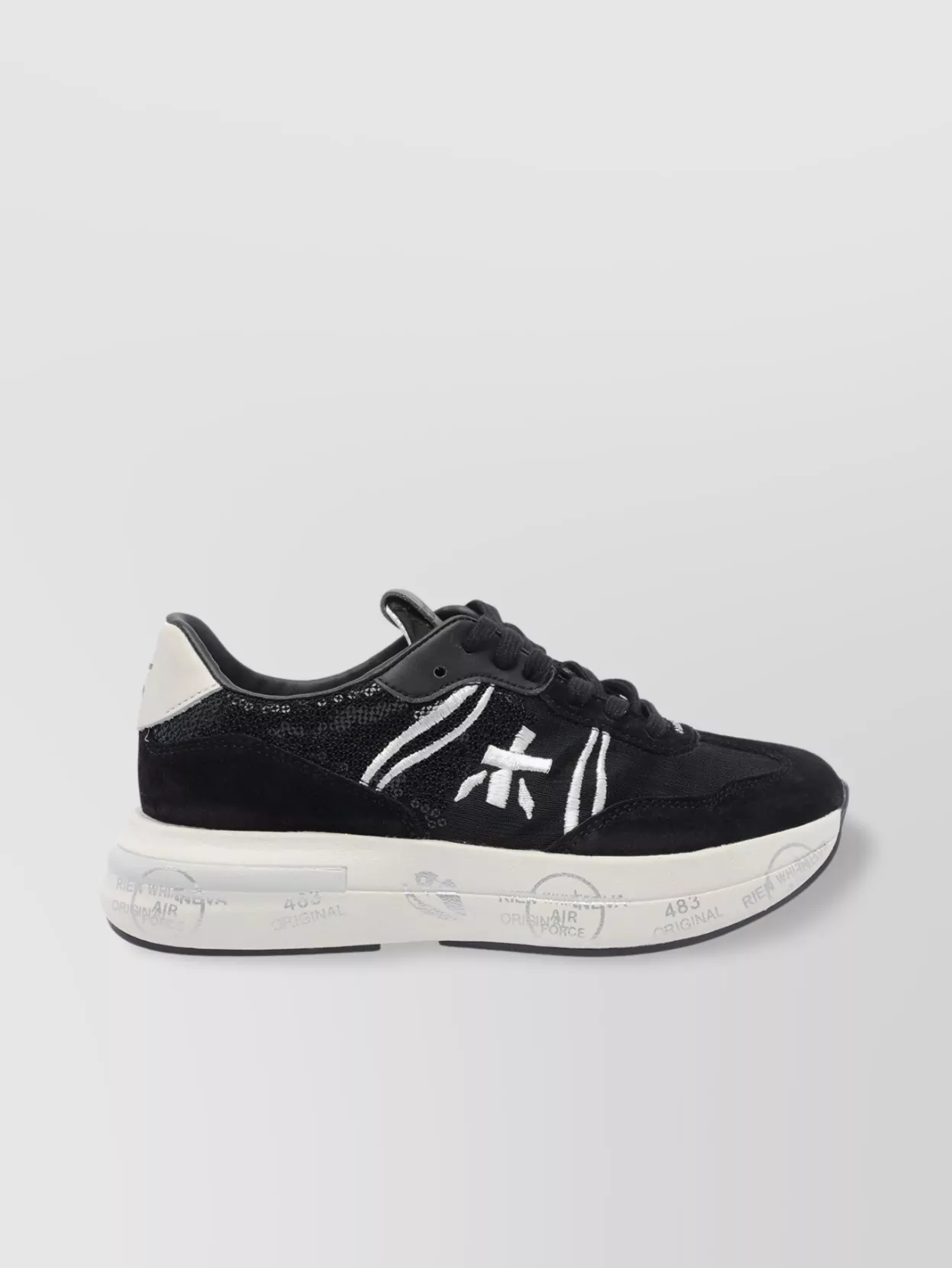 Premiata Low Top Leather Sneakers With Contrast Sole