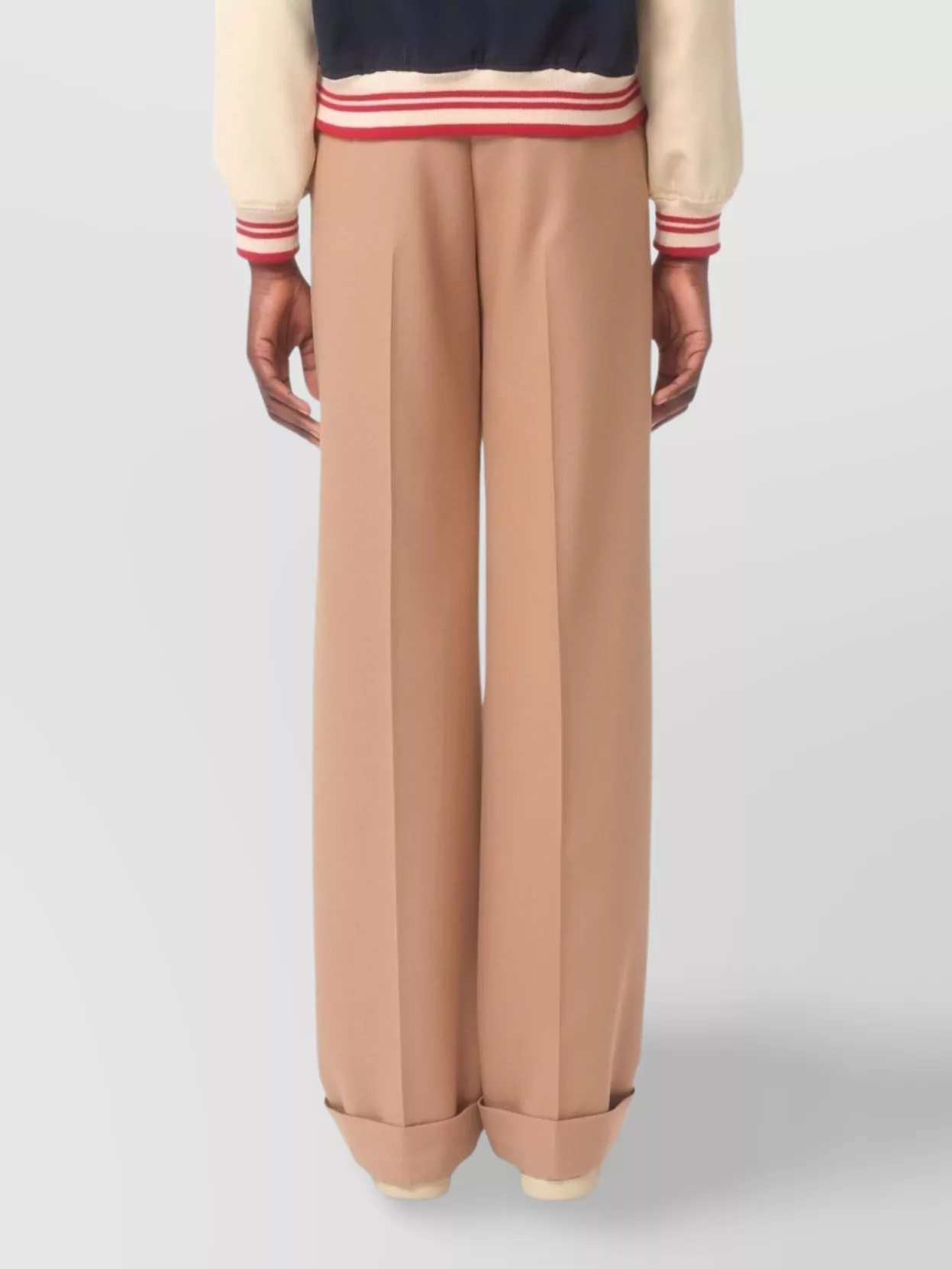 Valentino Garavani Wide-Leg Trousers With Cuffed Hem And Pleats