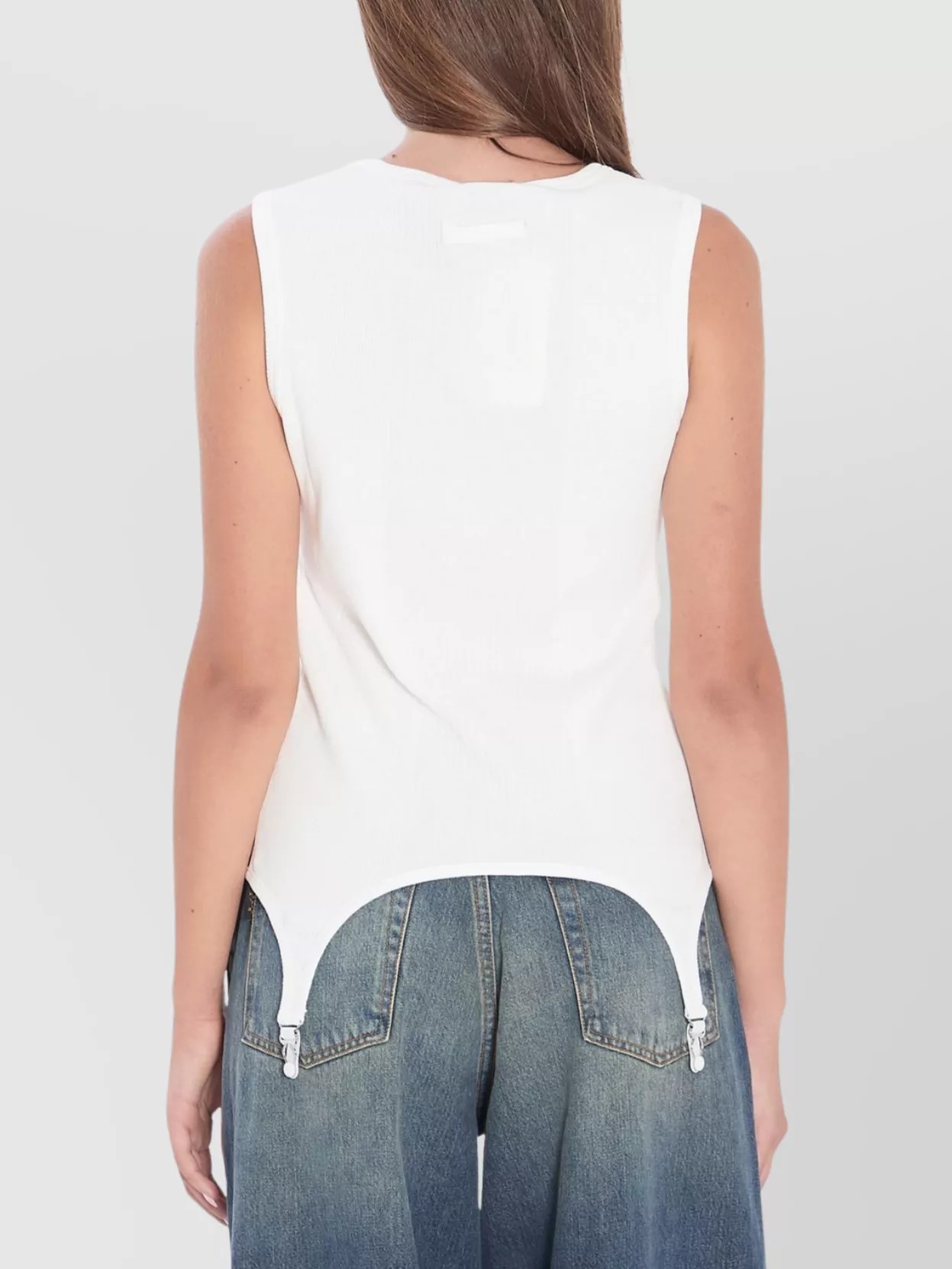 Jean Paul Gaultier Women Tank Top With Lingerie Garter In Neutral