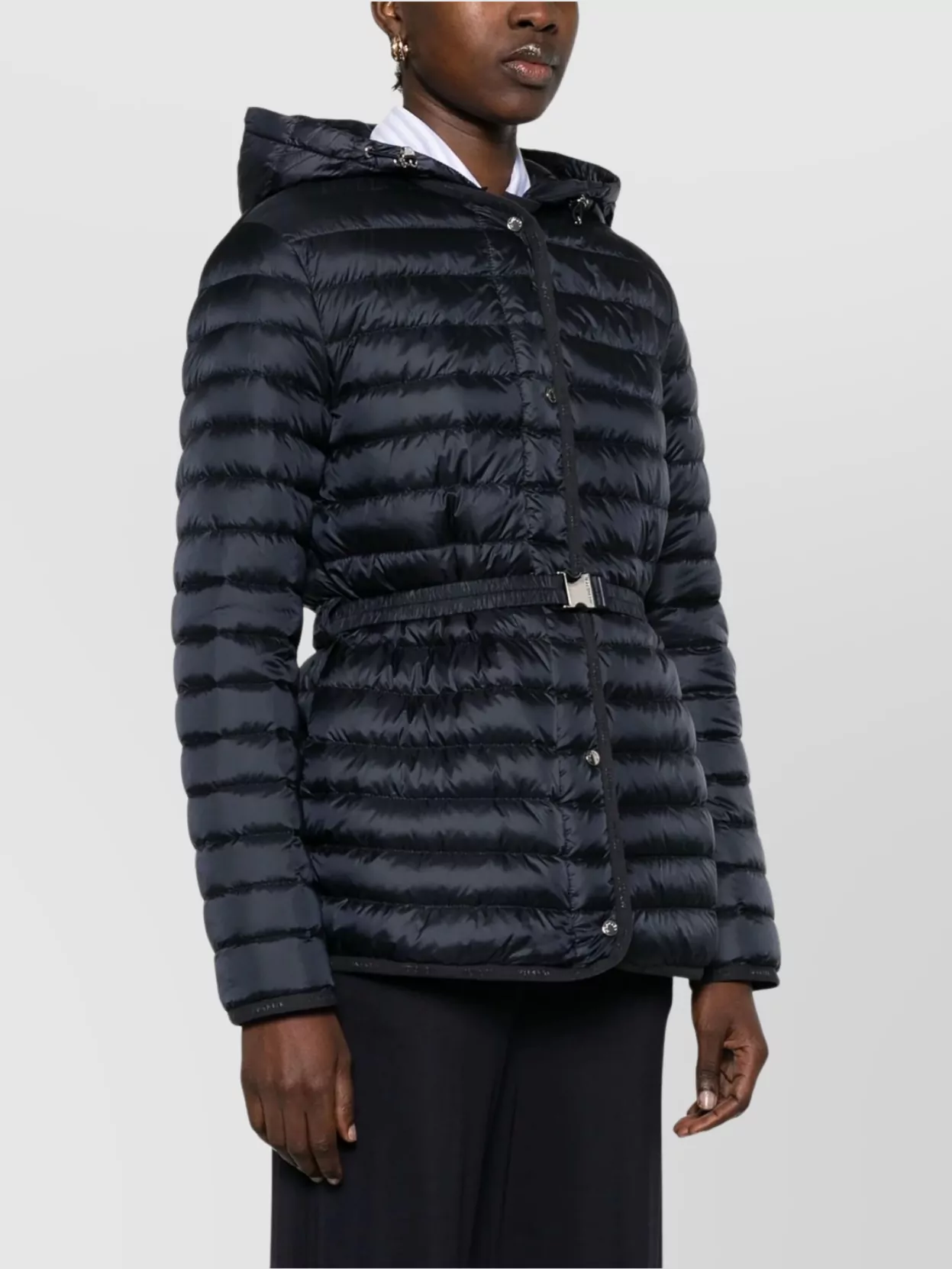 Moncler Belted Quilted Down Jacket With Detachable Hood