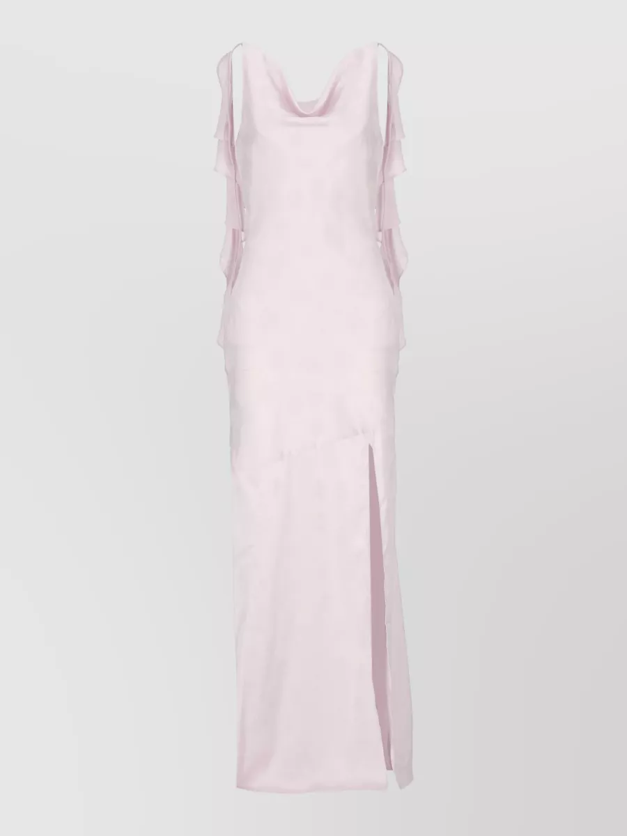 Rotate Floral-Jacquard Ruffled Cowl-Neck Sleeveless Maxi Dress