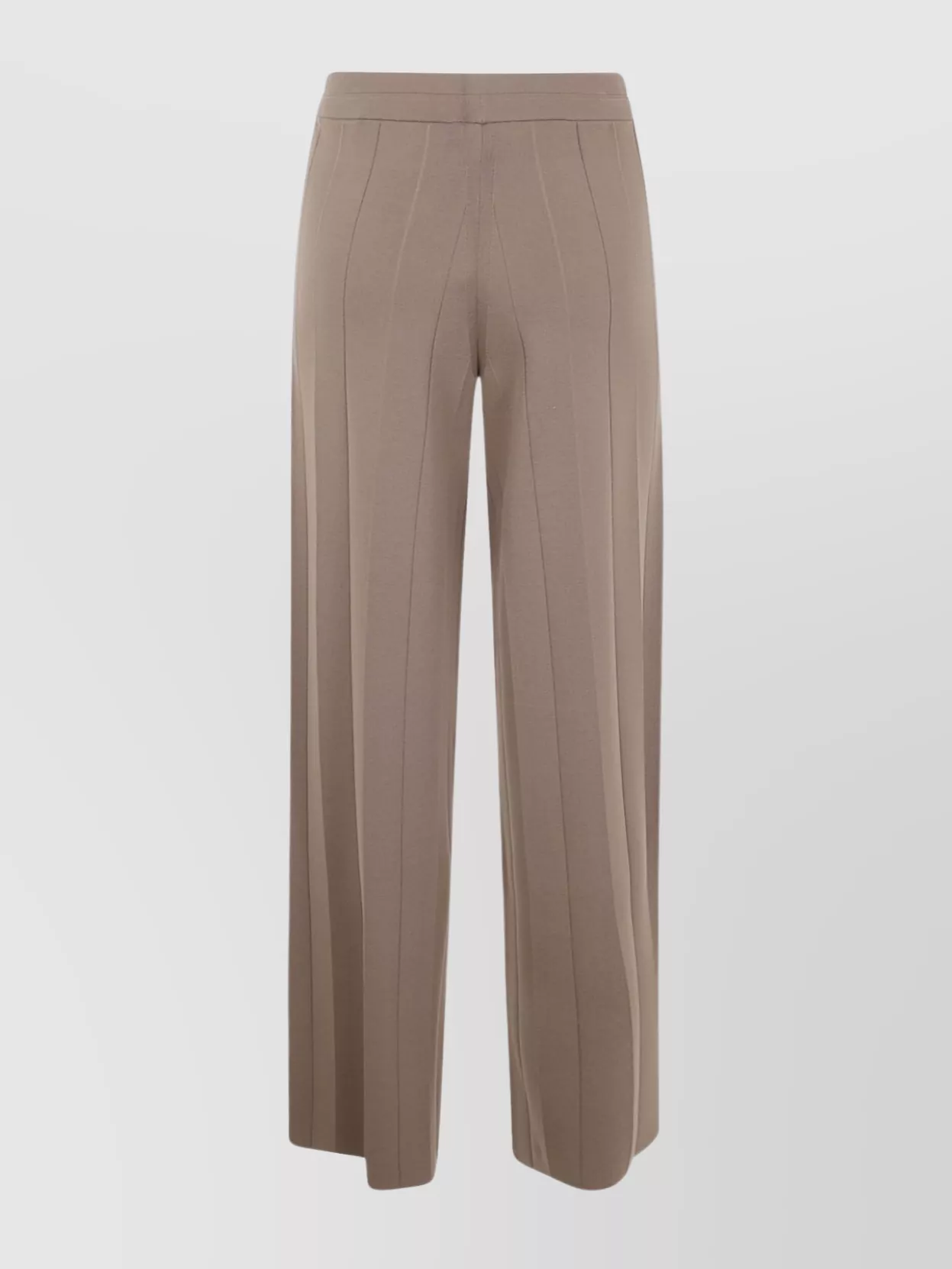 Max Mara Elastic Waistband Wide Leg Pleated Trousers In Brown