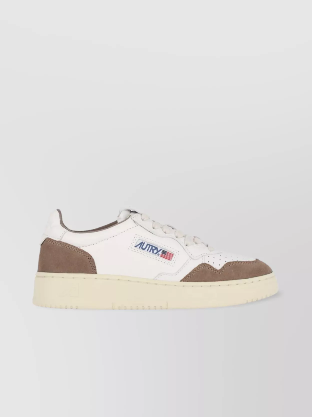 Autry Medalist Sneakers In White Leather With Brown Suede