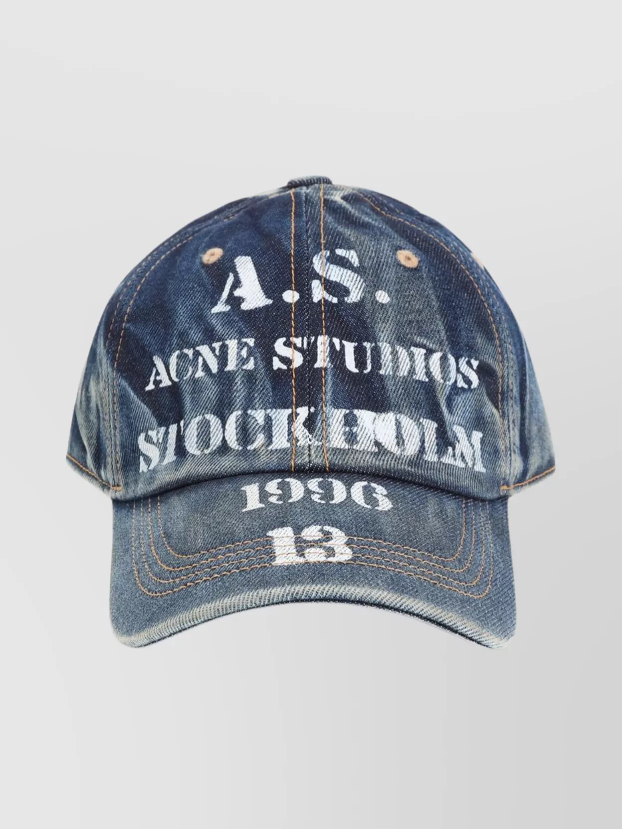 Acne Studios Curved Brim Distressed Denim Hat Design