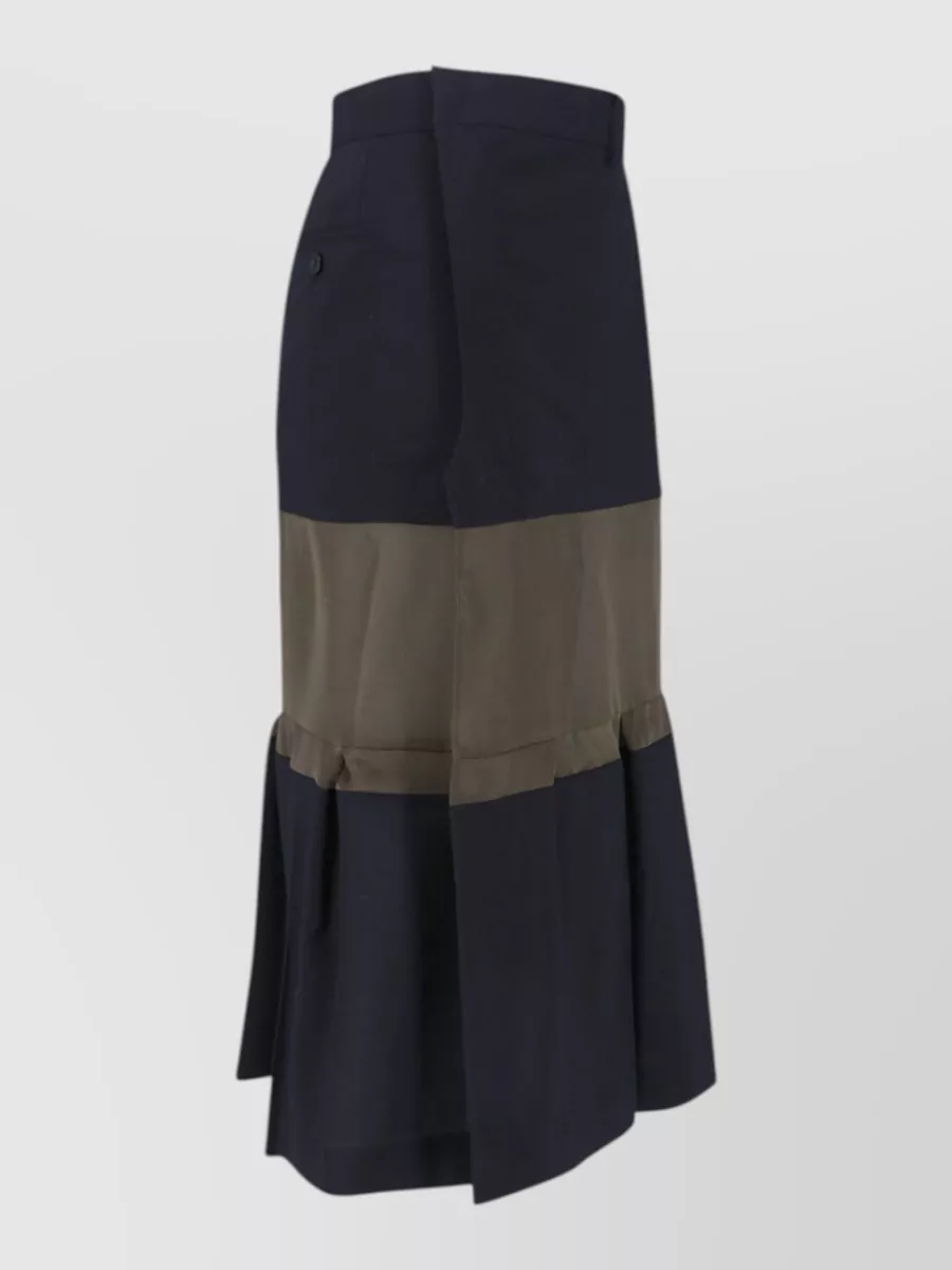 Sacai Wool Midi Pleated Skirt