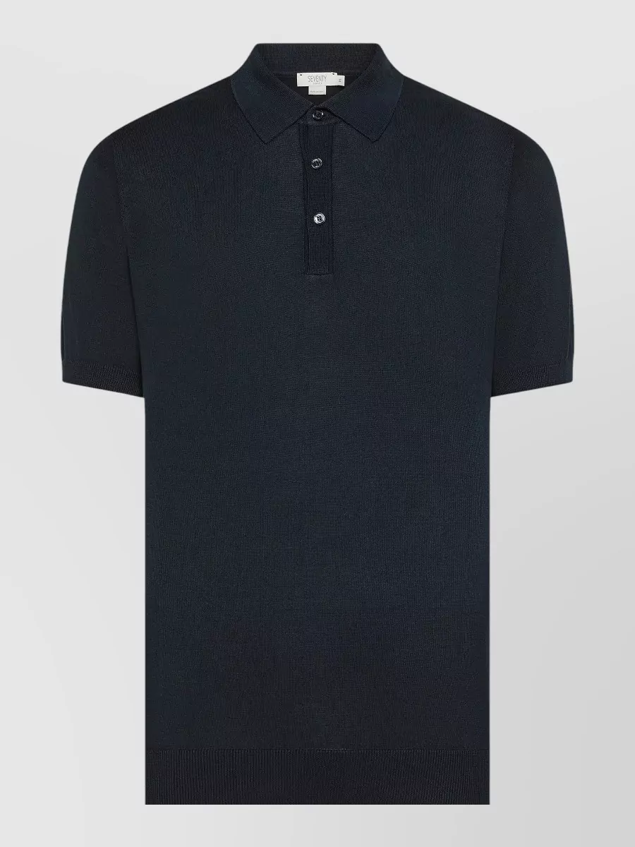 Seventy Venezia Short Sleeves Polo Collar Ribbed Cuffs In Blue
