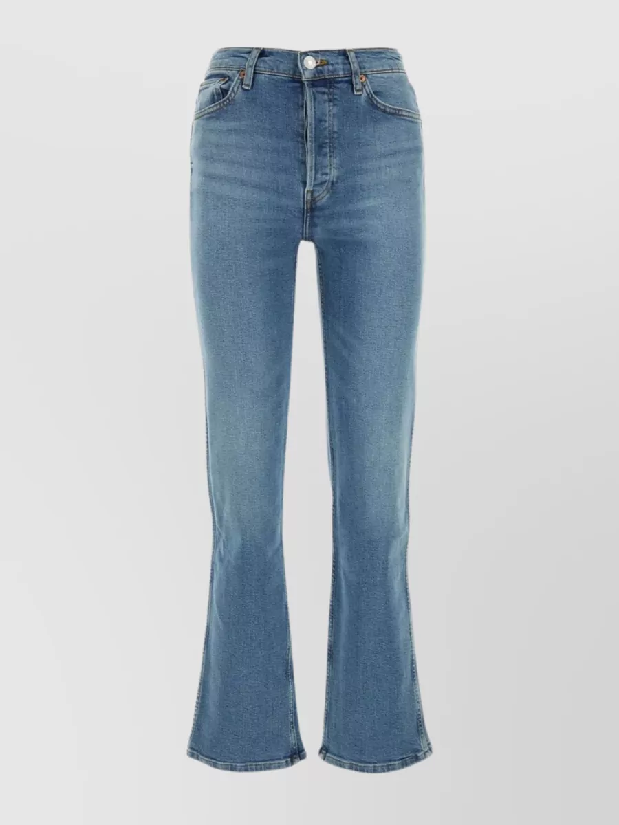 Shop Re/done Flared Stonewashed Denim Trousers In Blue