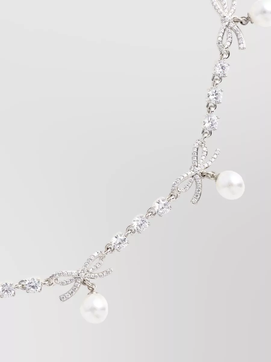 Self-Portrait Crystal Embellished Pearl Charm Necklace