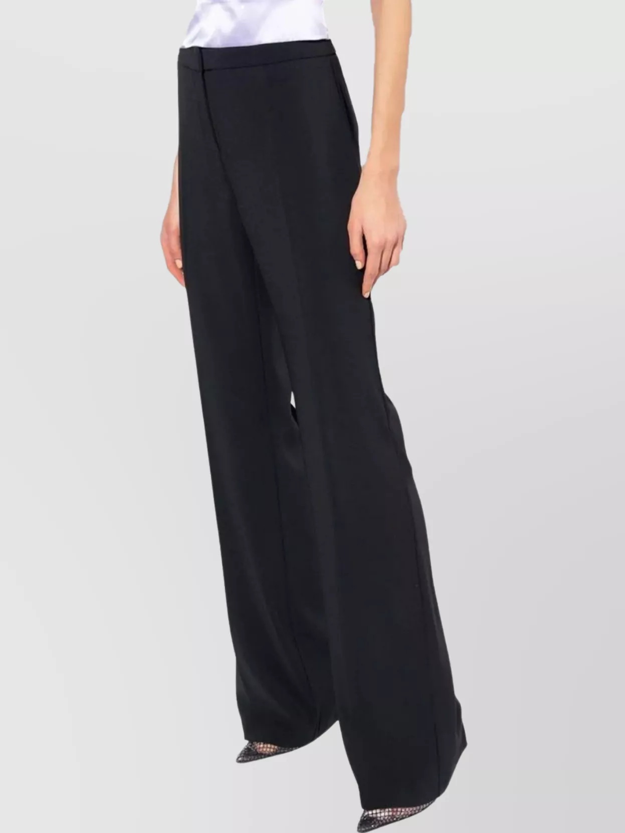 Pinko Wide-leg High Waist Trousers With Side Pockets In Black