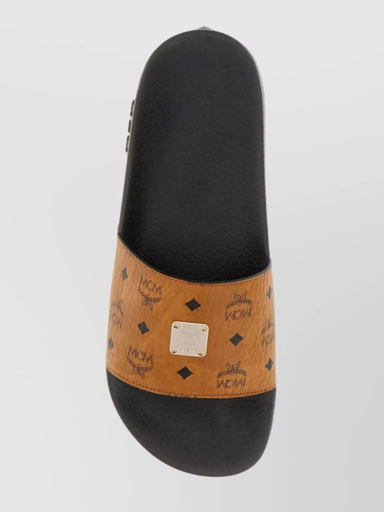 Mcm Canvas Slippers Logoed Plate