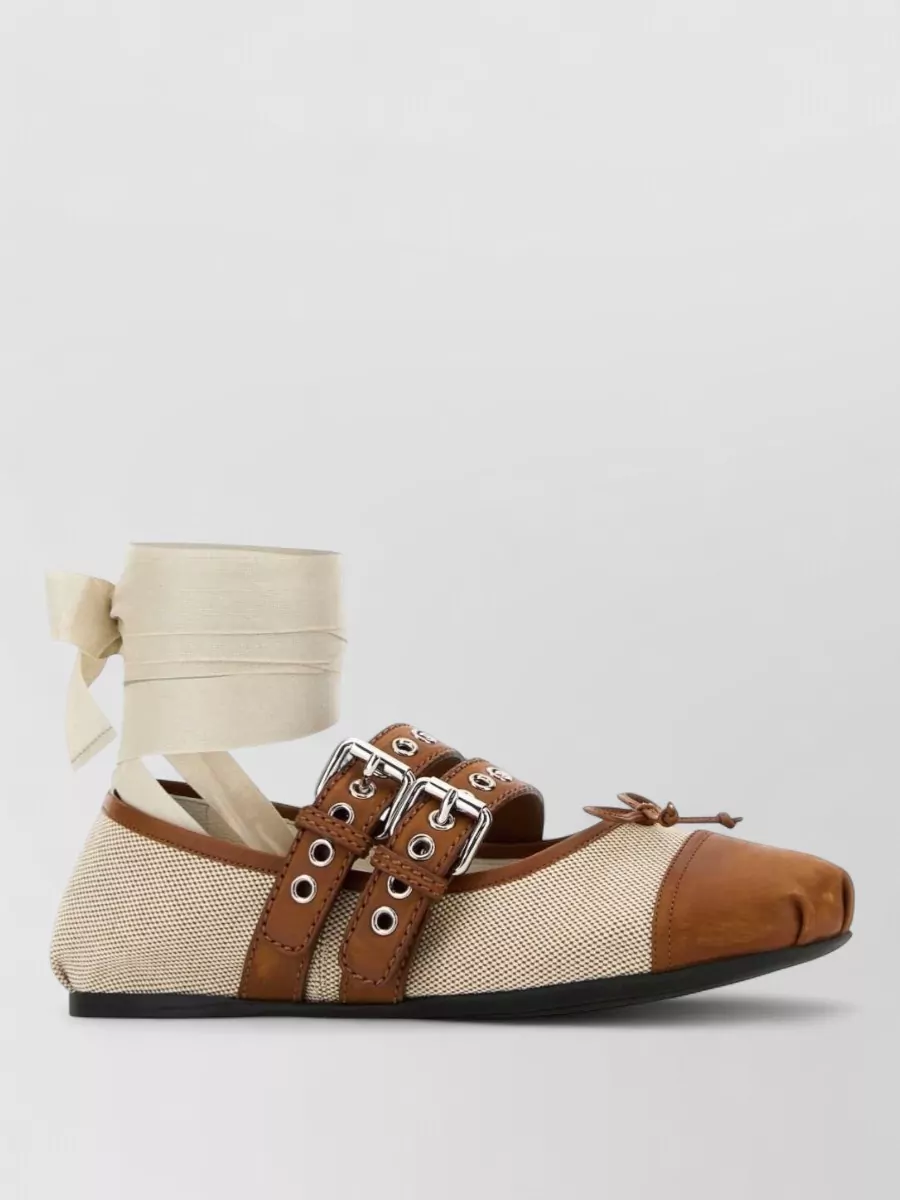Miu Miu two-tone canvas ballerina shoes