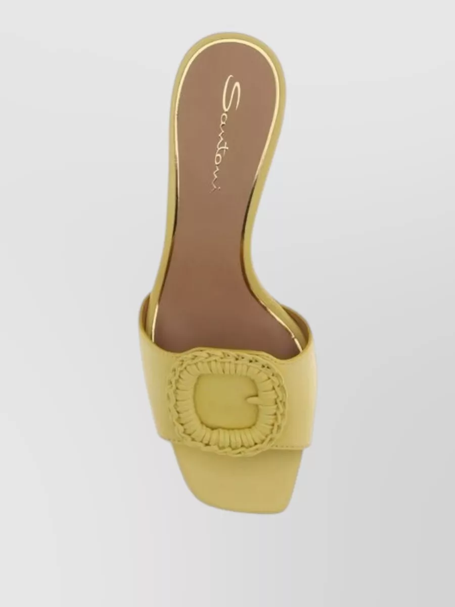 Santoni Leather Asymmetric-Heel Mules