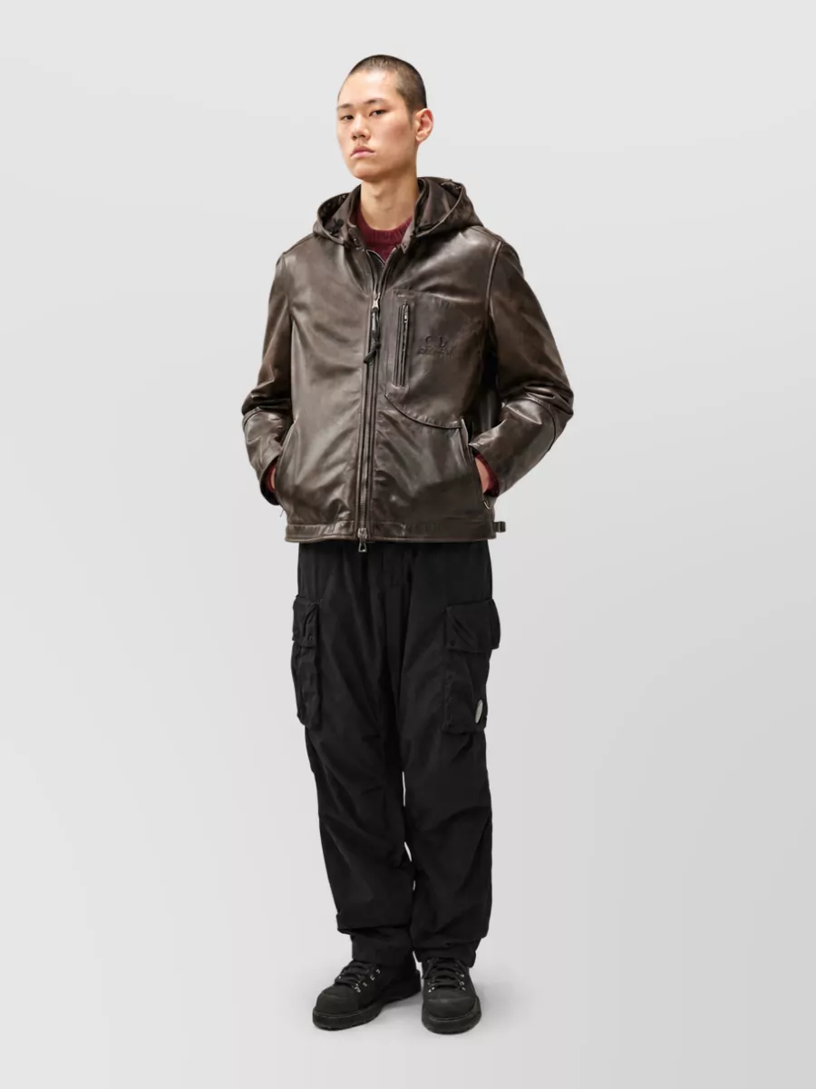 C.p. Company Leather Hooded Jacket