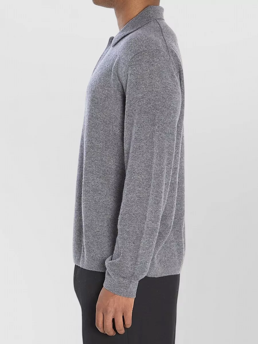 Lisa Yang Cashmere Ribbed Long-Sleeve Polo Sweater
