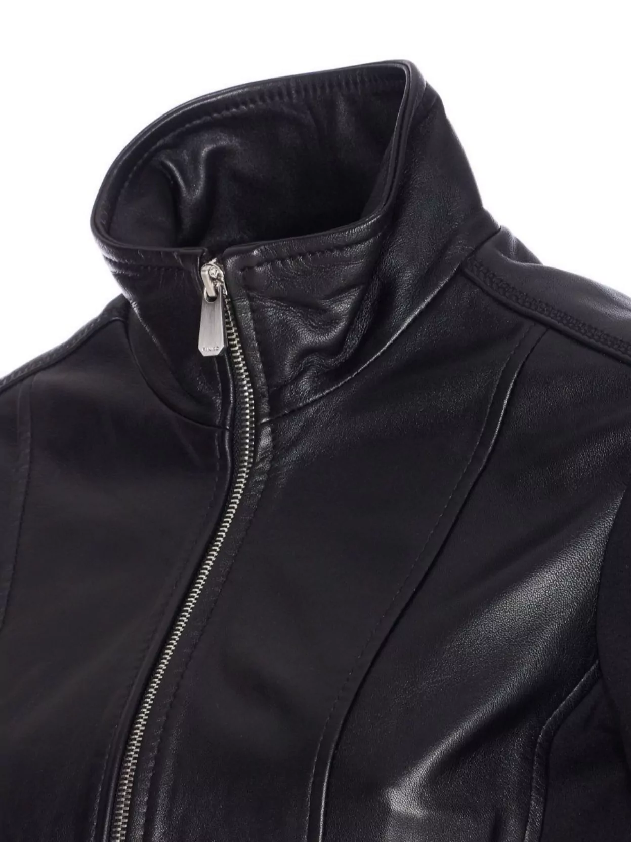 Pinko High Neck Long Sleeve Jacket With Panels In Black