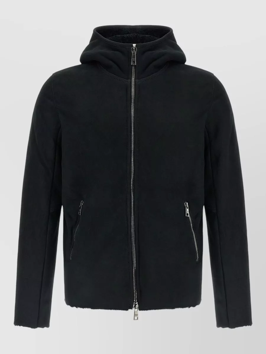 Giorgio Brato lamb leather hooded jacket