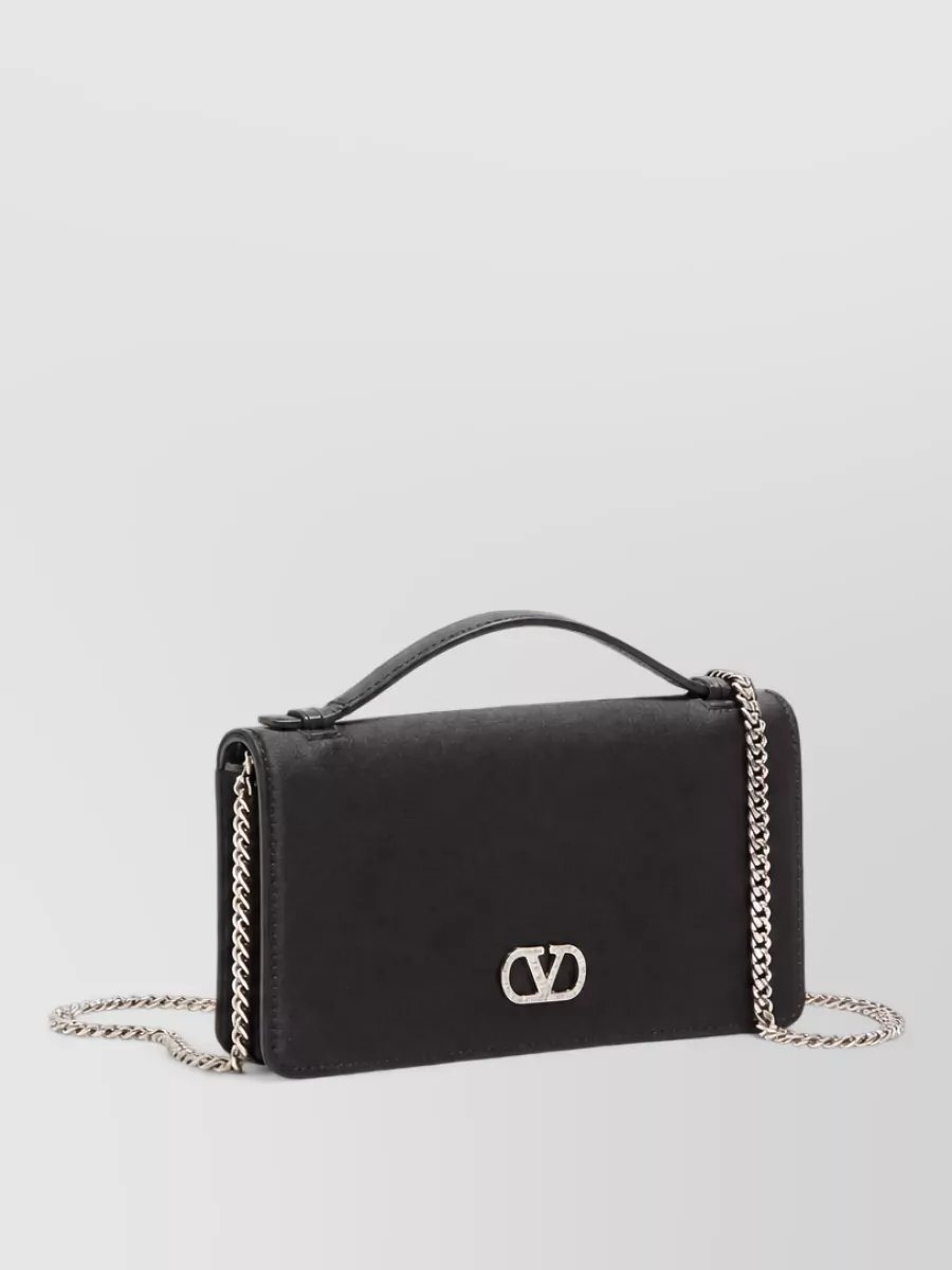 Valentino Crystal Embellished Satin Chain Clutch Bag