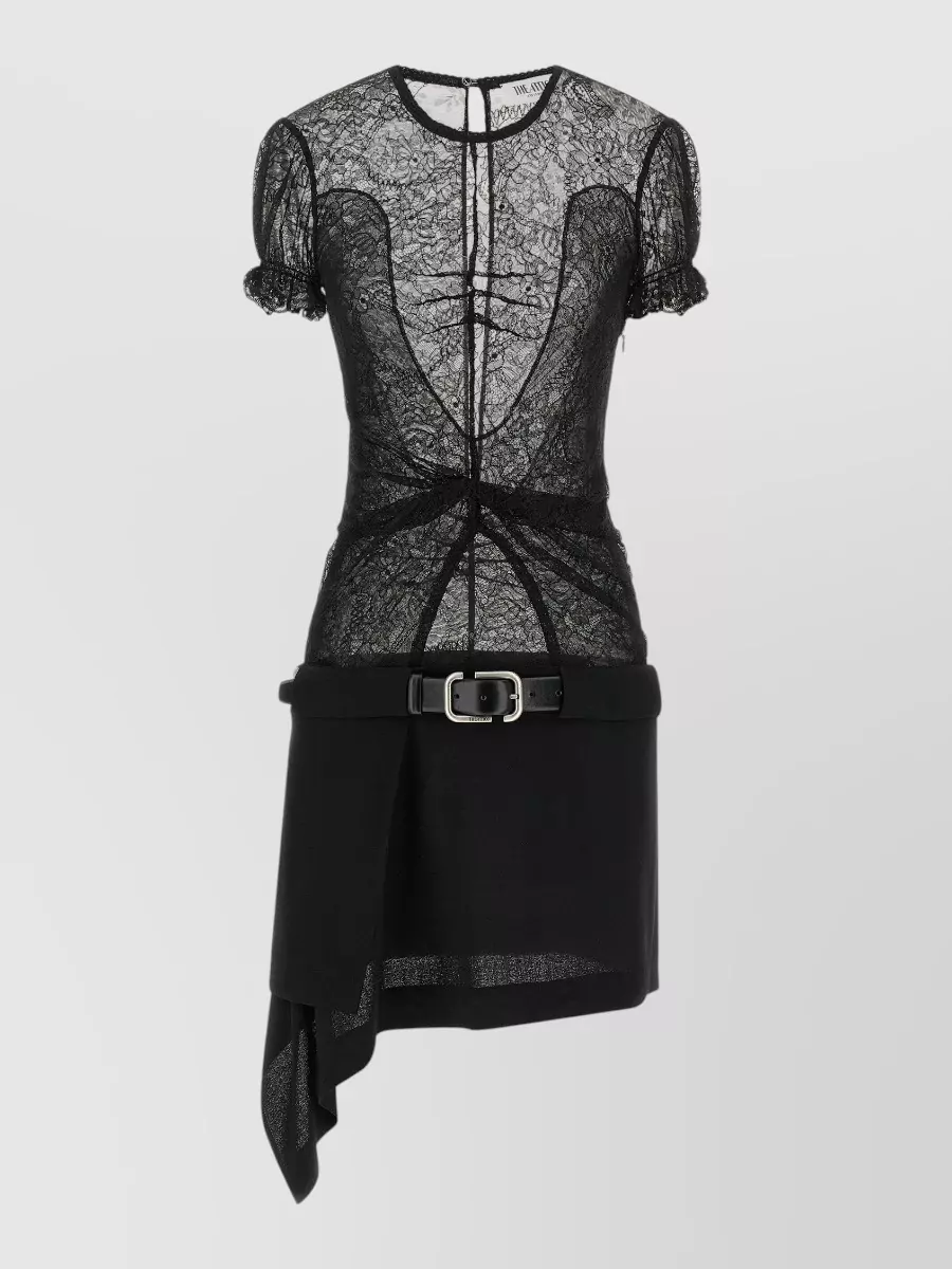 The Attico lace asymmetric draped mini dress