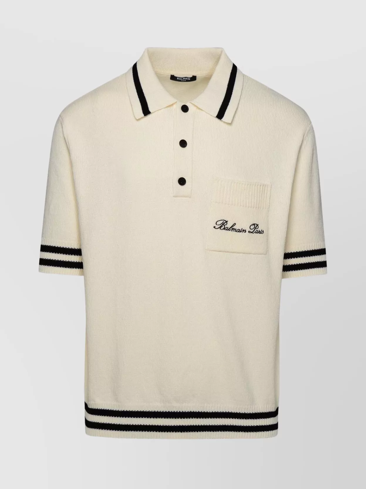 Shop Balmain 'iconic' Cotton Blend Polo Shirt