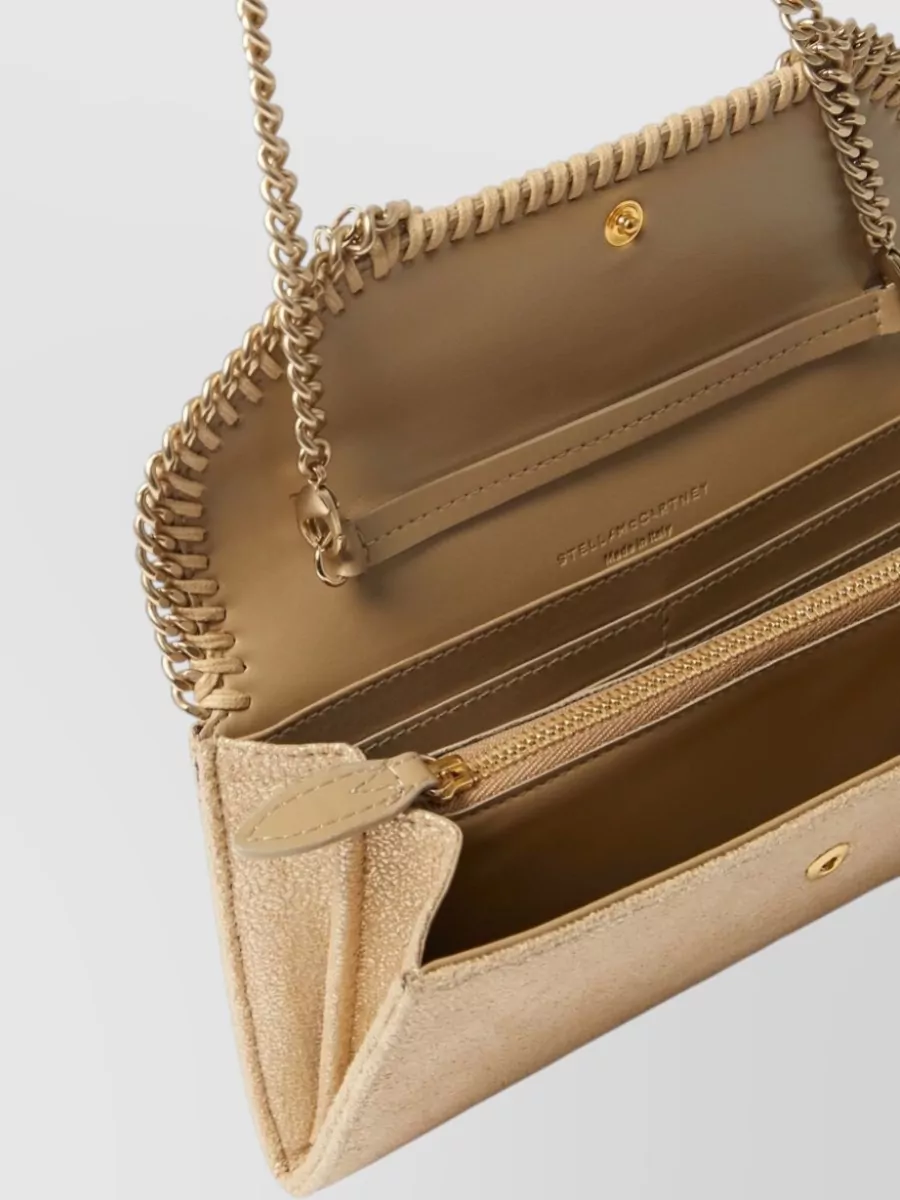 Stella Mccartney Chain Strap Envelope Wallet With Metallic Finish