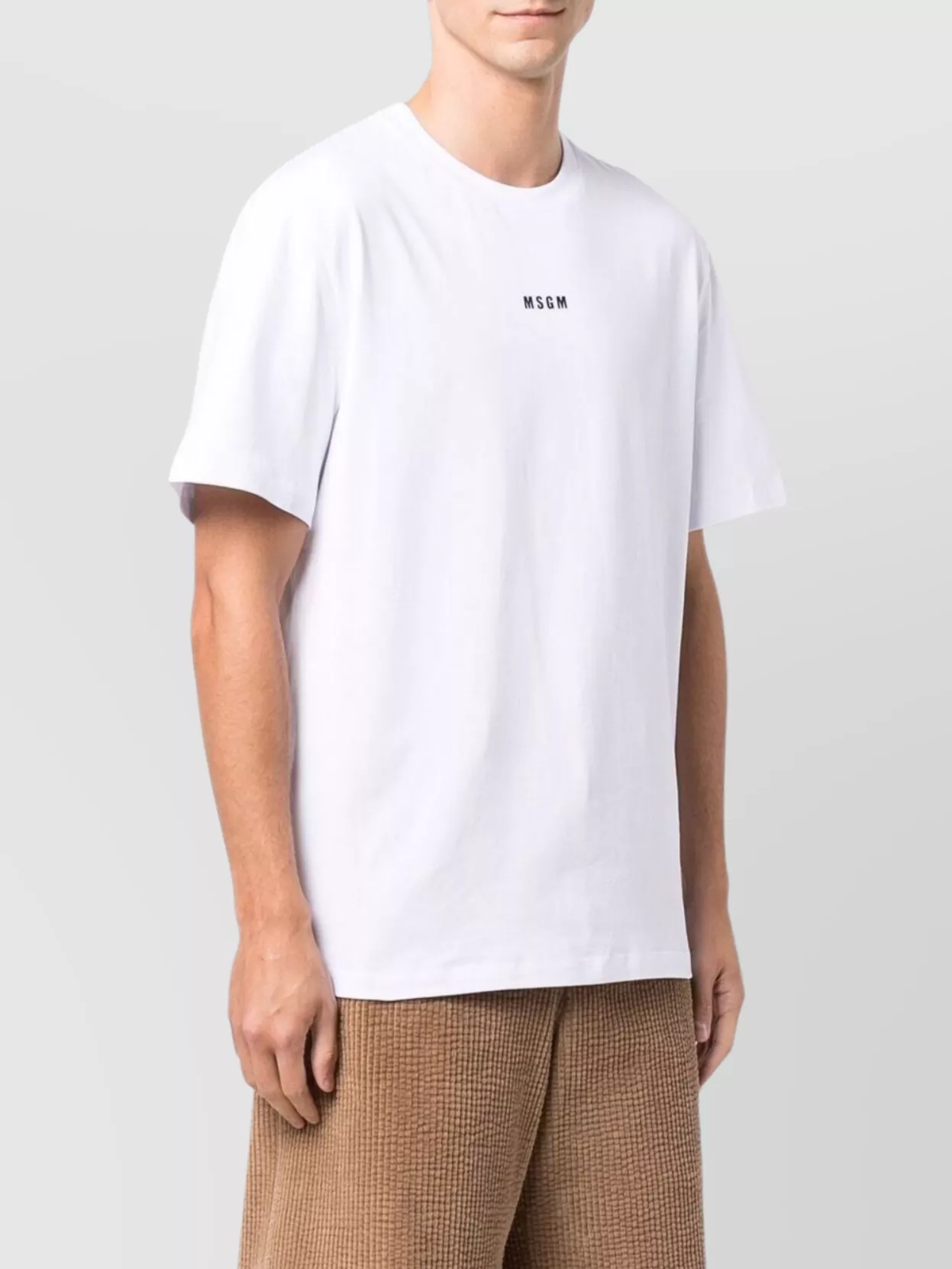 Msgm Logo Cotton Crew Neck T-Shirt