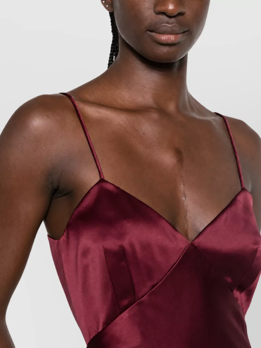 Max Mara Silk Satin Sleeveless V-Neck Maxi Dress