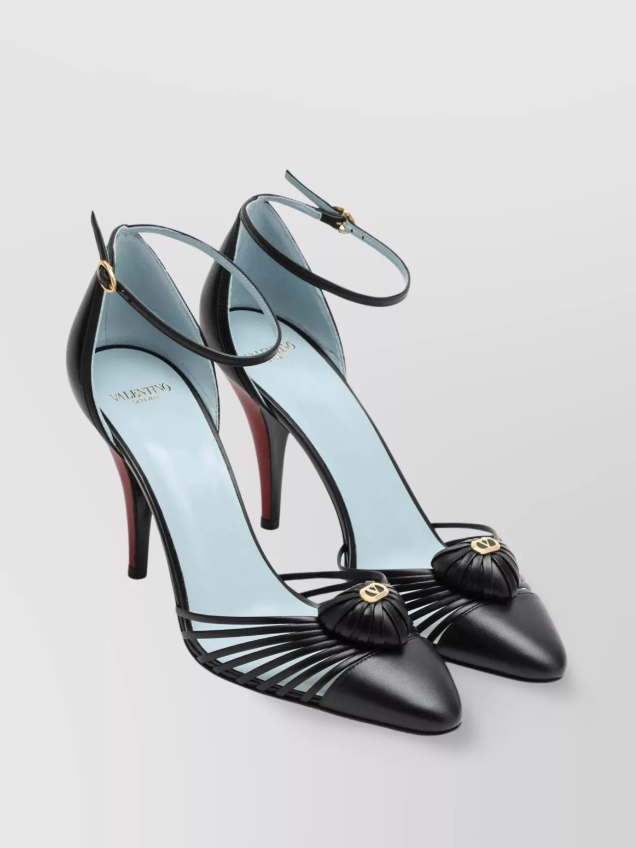 Valentino Garavani Royal Black Strappy Stiletto Pumps