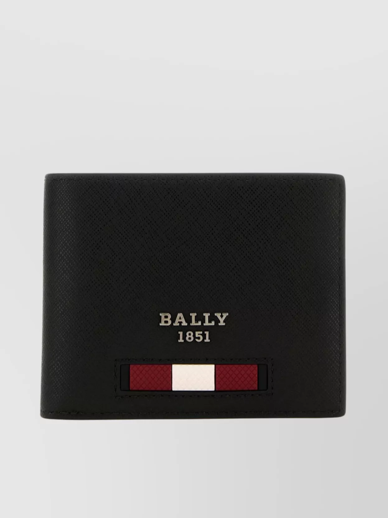 Shop Bally Grained Leather Bifold Wallet With Tricolor Band