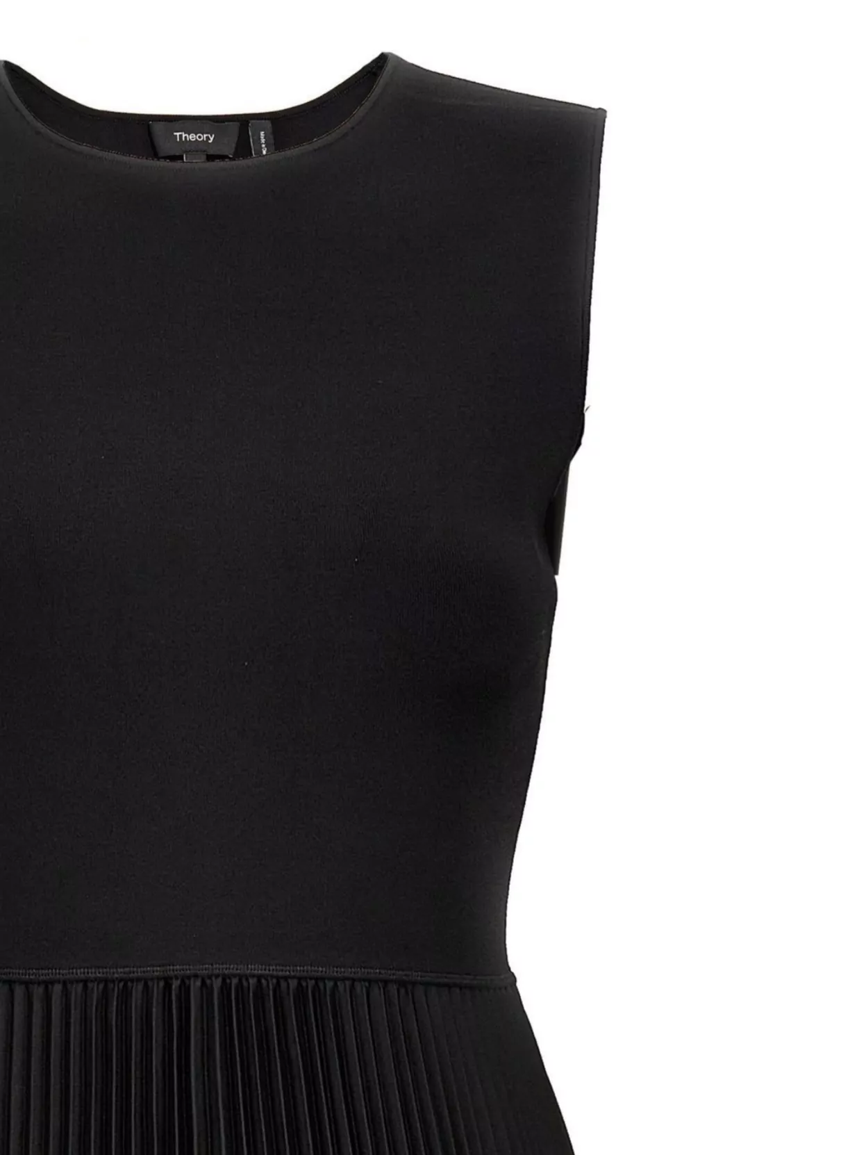 Theory 'Midi Pleated Crew Neck Sleeveless Dress'