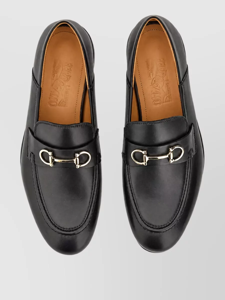 Ferragamo Leather Moccasin Mules
