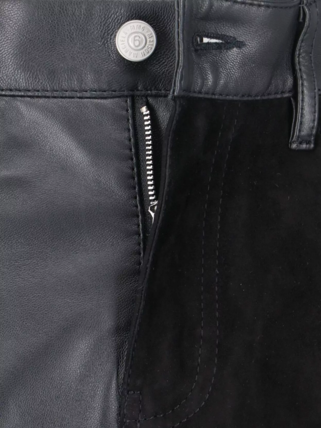 Mm6 Maison Margiela 5-pockets Leather Long Skirt In Black