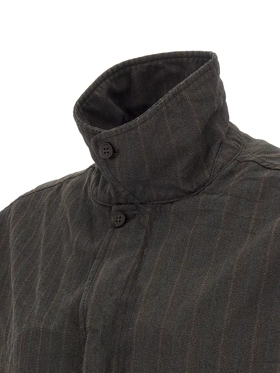 Comme Des Garçons Pinstriped Single Breasted Coat