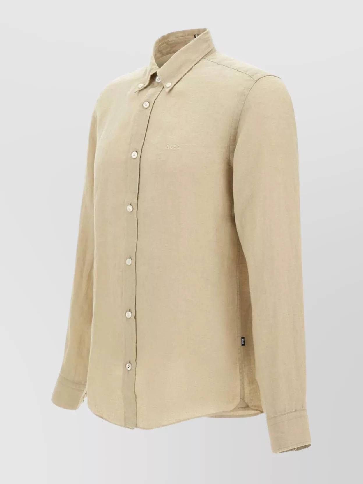 Boss Button-Down Shirt With Curved Hem And Cuffs