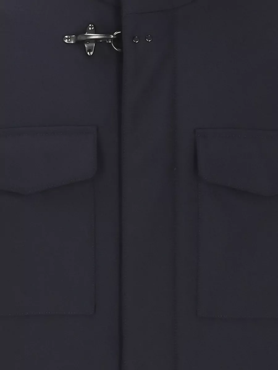 Fay Padded Short Jacket High Collar Pockets