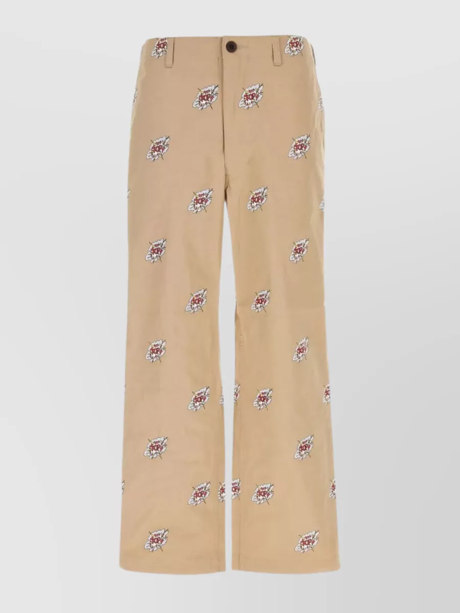 Shop Junya Watanabe All-over Print Wide-leg Cotton Pant In Cream