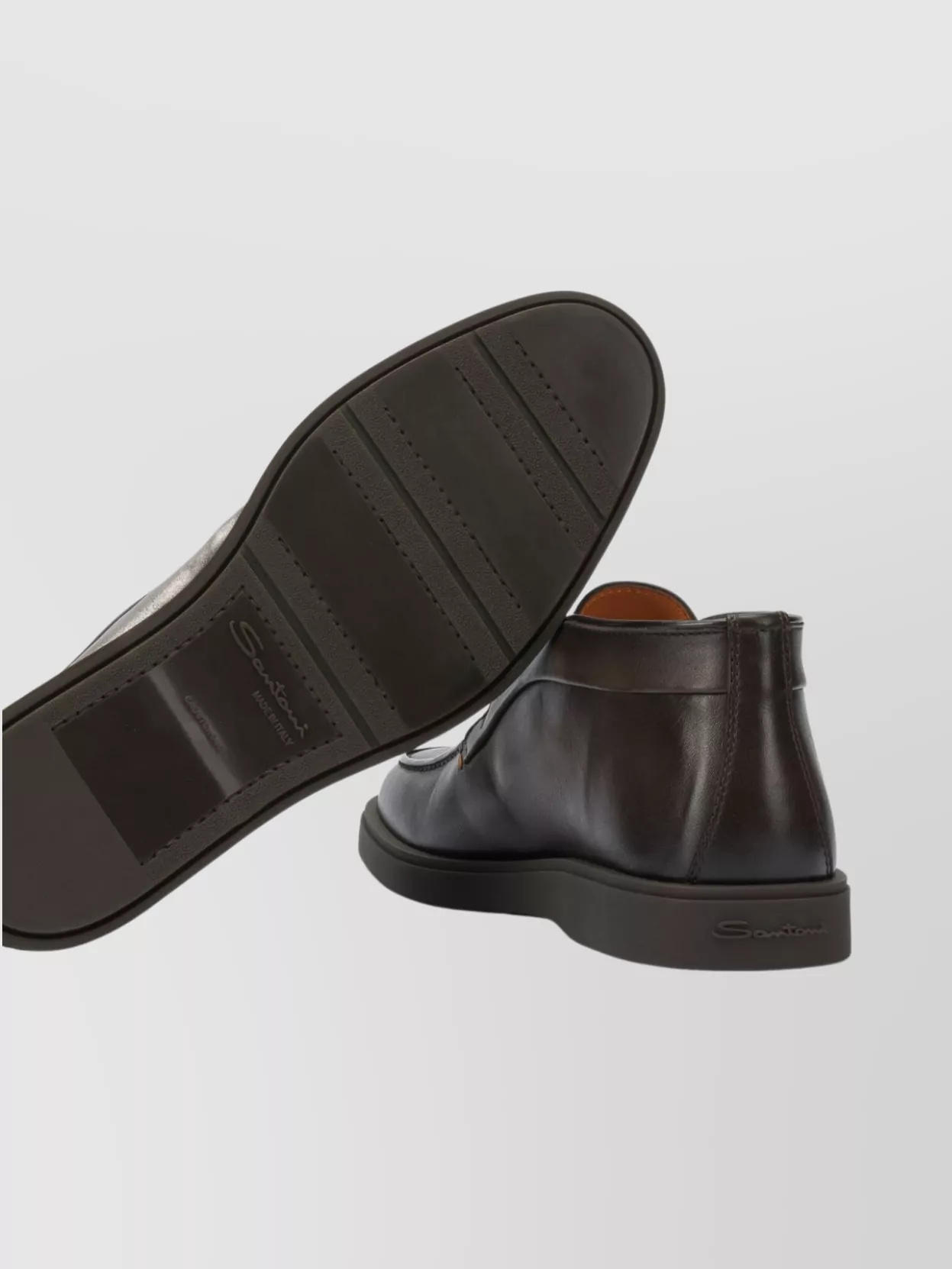 Santoni Ankle Boots With Round Toe And Rubber Sole