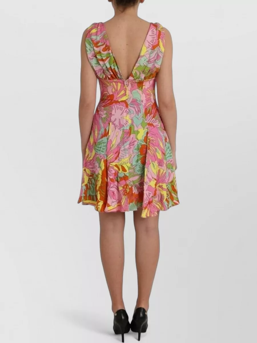 Dolce&Gabbana Silk Floral-Print V-Neck Mini Dress