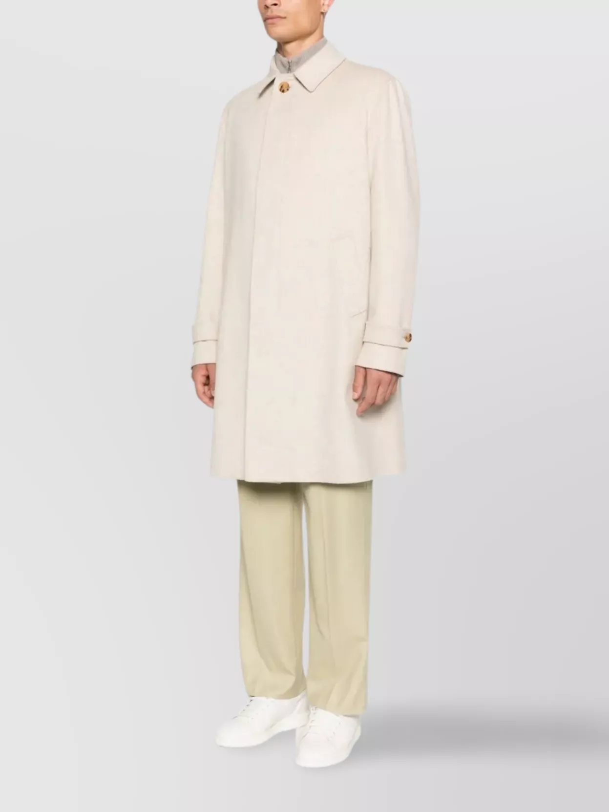 Lardini Long Virgin Wool Trench Coat For Men