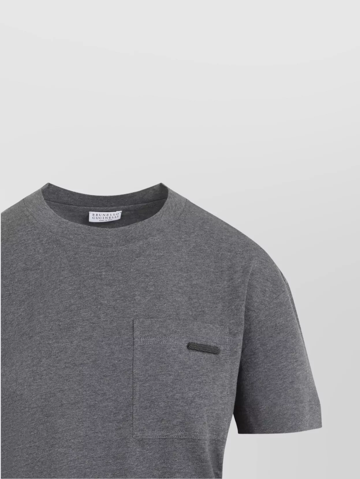 Brunello Cucinelli Lead Grey Cotton T-Shirt With Chest Pocket