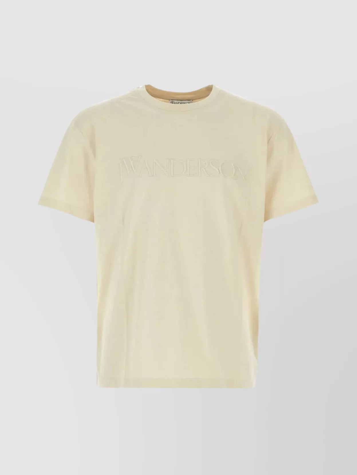 Shop Jw Anderson Cotton Ribbed Crew T-shirt In Beige